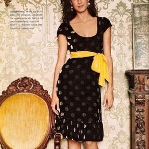 Moulinette Soeurs Black Velvet Dress w/ Polka Dots